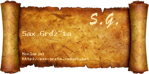 Sax Gréta névjegykártya